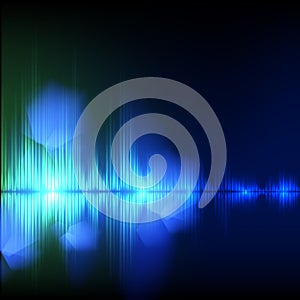 Abstract equalizer background. Blue-green wave.