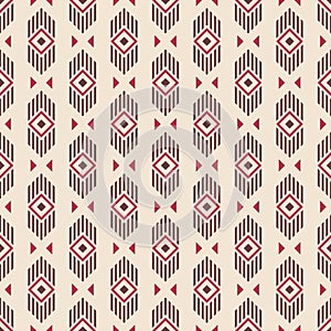 Abstract ethnic geometric pattern. Regularly repeating lines, rhombuses and triangles.