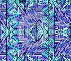 Abstract ethnic pattern in blue tones.