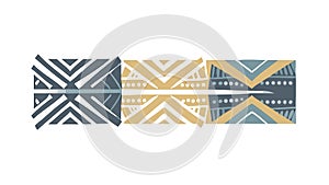 Abstract ethnic pattern with geometric shapes in earthy tones, vector design Generative AI