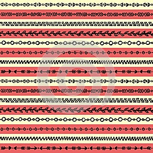 Abstract ethnic tribal stripe border grunge sketch art seamless pattern texture background vector