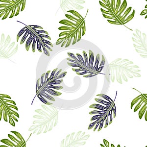 Abstract exotic plant seamless pattern. Botanical leaf wallpaper. Tropical pattern, palm leaves floral background