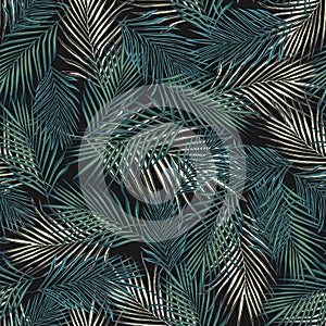 Abstract exotic plant seamless pattern. Tropical palm leaves pattern, vector botanical background