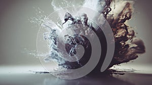 Abstract exploding dark and light smoke cloud