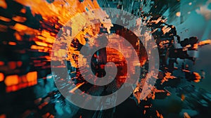 Abstract exploding data structure with digital fragmentation