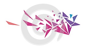 Abstract exploding geometric shapes dynamic graphic, vector design Generative AI