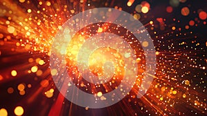 Abstract exploding light particles creating dynamic energy background