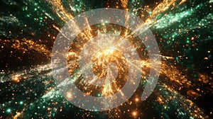 Abstract exploding light particles forming a starburst pattern