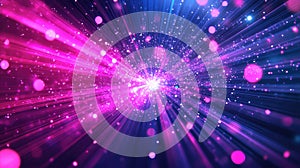 Abstract exploding light tunnel with glowing particles
