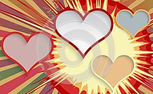 Abstract explosion background with hearts.