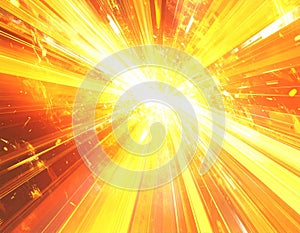 Abstract Explosion Burst of Bright Yellow and Orange Light Energy Radiating Outward