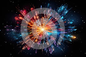 Abstract explosion of multicolored particles. 3d rendering, 3d illustration. Generative AI Generative AI