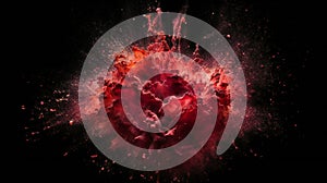 Abstract explosion of red paint on a black background