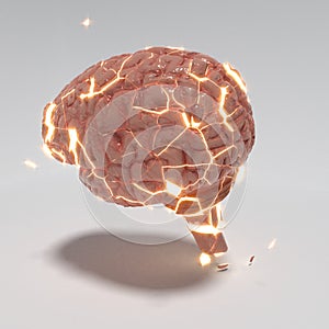 Abstract explotion of a brain, 3d illustration