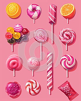 Abstract Expressionism Art Candy Colorful Confections Dessert Lollipop Painting Pastel Sweets