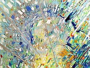 Abstract expressionism style with light clouds, blue sky