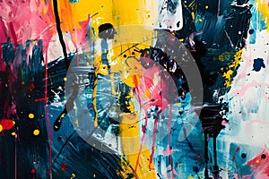 Abstract expressionist art, featuring dynamic splashes and drips,Dynamic Expressions,Abstract Art for Editorial Use.