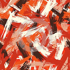 Abstract Expressionist Red and White Brushstrokes Painting