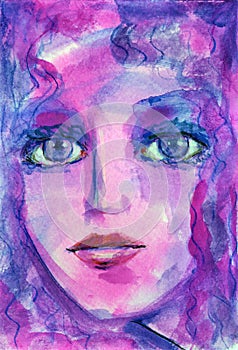 Abstract Expressionist Watercolor Portrait