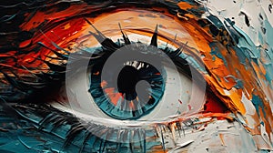 Abstract Eye With Blue And Orange Colors - Uhd Image photo