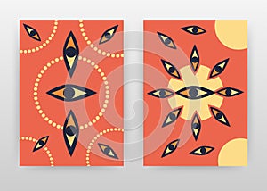 Abstract eye and dotted red yellow texture design for annual report, brochure, flyer, poster. Red background vector illustration