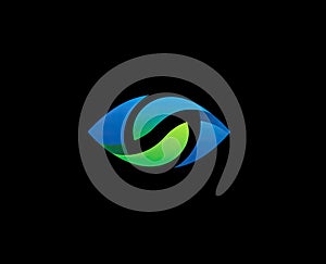 Abstract Eye Logo with Blue and Green Gradient