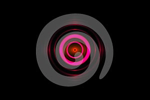 Abstract eye pink light effect with sound waves oscillating background