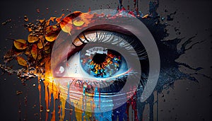 Abstract eye portrait of young women elegance generated by AI