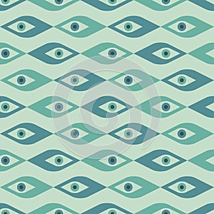 Abstract eyes mid-century modern art vector background. Abstract geometric seamless pattern. Decorative ornament in retro vintage