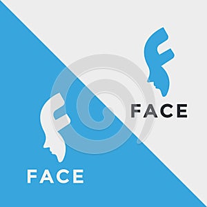 Abstract F letter logo, face shaped beauty salon logo design template