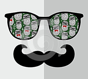 Abstract face of man in glasses with moustaches.