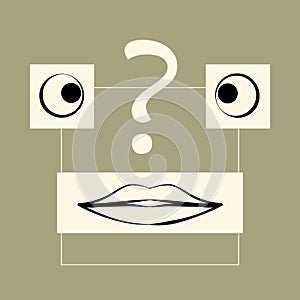 Abstract face with question mark.