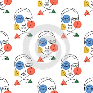 Abstract Faces and Geometric Shapes Pattern portrait