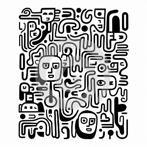 Abstract Faces And Patterns: A Fusion Of Tupinipunk And Moche Art photo