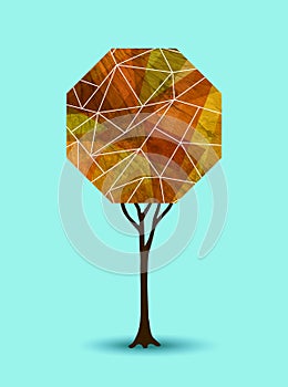 Abstract fall tree geometric illustration design