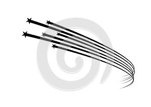 Abstract Falling Star Vector - Black Shooting Star with Elegant Star Trail on White Background - Meteoroid, Comet