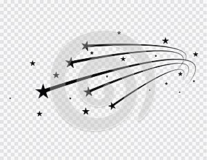 Abstract Falling Star Vector - Black Shooting Star with Elegant Star Trail on White Background - Meteoroid, Comet