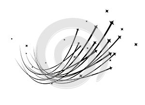 Abstract Falling Star Vector - Black Shooting Star with Elegant Star Trail on White Background - Meteoroid, Comet