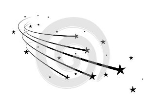 Abstract Falling Star Vector - Black Shooting Star with Elegant Star Trail on White Background - Meteoroid, Comet