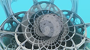 Abstract fantastic white blue constructions and structures