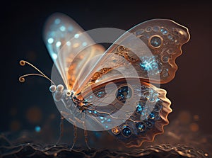 Abstract fantasy colorful butterfly background created with Generative AI technology