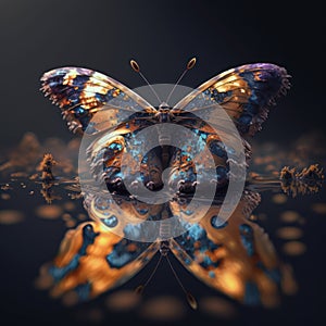 Abstract fantasy colorful butterfly background created with Generative AI technology