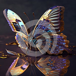Abstract fantasy colorful butterfly background created with Generative AI technology