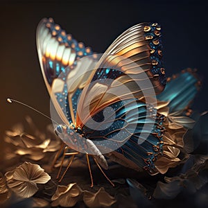 Abstract fantasy colorful butterfly background created with Generative AI technology