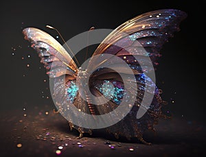 Abstract fantasy colorful butterfly background created with Generative AI technology