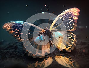 Abstract fantasy colorful butterfly background created with Generative AI technology