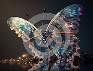 Abstract fantasy colorful butterfly background created with Generative AI technology