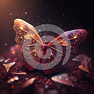 Abstract fantasy colorful butterfly background created with Generative AI technology