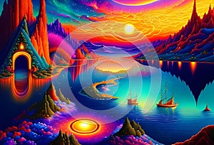 Abstract fantasy land - AI generated artwork photo
