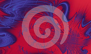 Abstract fantasy pattern with blue curved lines on red background